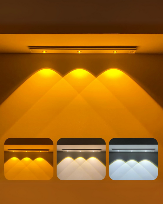 Motion Sensor LED Light Bar, 40cm Rechargeable, 3 Color Modes with Magnetic Install