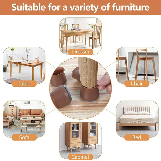 NOBILEA™ Premium Silicone Chair Leg Protectors [6 Pcs] – Floor-Safe || Noise-Free & Easy Glide Design